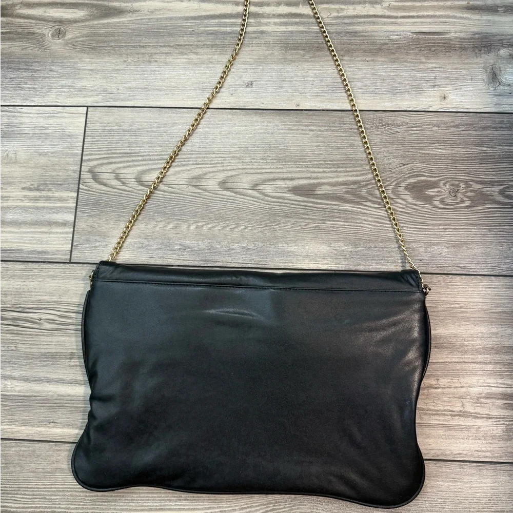 Vintage Elegant Black Chain Strap Clutch and Crossbody Bag